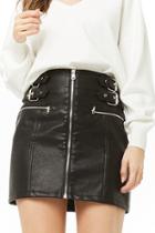 Forever21 Faux Leather Buckle Accent Skirt