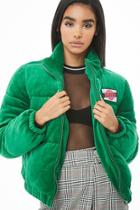 Forever21 Thrills Patch Velour Puffer Jacket