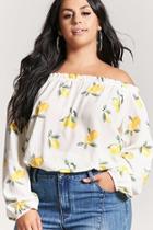 Forever21 Plus Size Lemon Print Off-the-shoulder Top