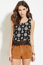 Forever21 Women's  Medallion Lace-trim Top