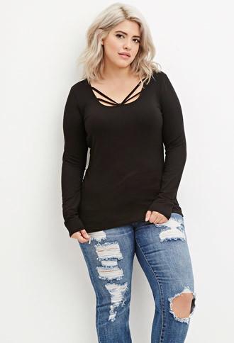 Forever21 Plus Strappy-cutout Top