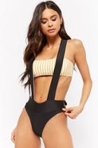 Forever21 Kulani Kinis Reversible Striped Bandeau & Overall-inspired Swimsuit Set