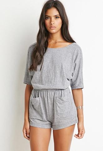 Forever21 Scoop-back Heathered Romper
