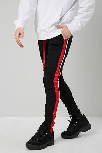 Forever21 Kdnk Striped-trim Ankle-zip Pants
