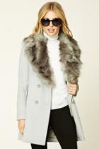 Forever21 Women's  Faux Fur Collar Coat