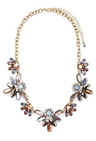 Forever21 Petal Statement Necklace (antic Gold/blue)