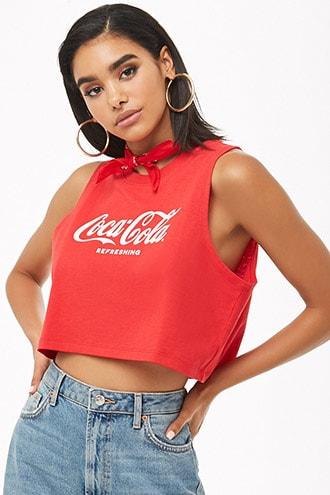 Forever21 Coca-cola Graphic Croped Tank Top