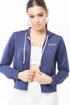 Forever21 Hooded Malibu Graphic Zip-front Jacket