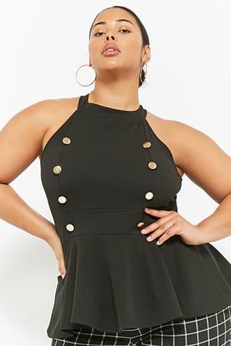 Forever21 Plus Size Double-breasted Flounce Top