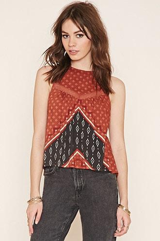 Forever21 Southwestern Print Split Top