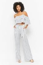 Forever21 Striped Open-shoulder & Palazzo Pants Set