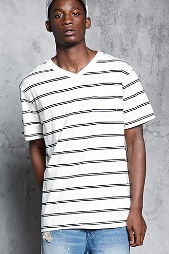 Forever21 Double Stripe Pocket Tee