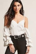 Forever21 Tiered Stripe Open-shoulder Top