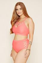 Forever21 Plus Women's  Neon Coral Plus Size Bikini Bottoms