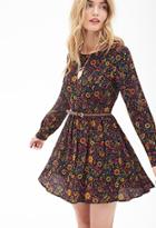 Forever21 Contemporary Surreal Paisley Dress W/ Belt