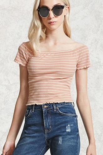 Forever21 Striped Ruffled Top