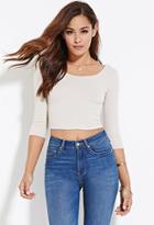 Forever21 Women's  Beige Ribbed Knit Crop Top