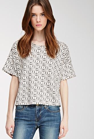 Forever21 Abstract Print French Terry Top