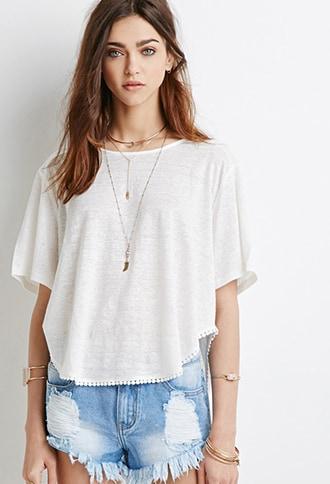 Forever21 Crochet-trimmed Linen Top