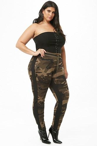 Forever21 Plus Size Camo Print Track Pants