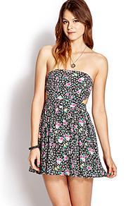 Forever21 Throwback Strapless Floral Dress