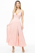 Forever21 Textured Satin Wrap-front Gown