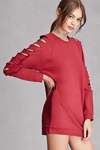 Forever21 Women's  Longline Cutout Sweatshirt