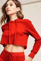 Forever21 Hooded Waffle-knit Crop Top
