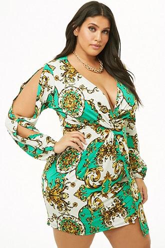 Forever21 Plus Size Baroque Twist-front Mini Dress