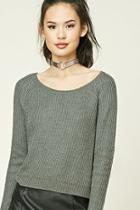 Forever21 Women's  Charcoal Boat Neck Sweater