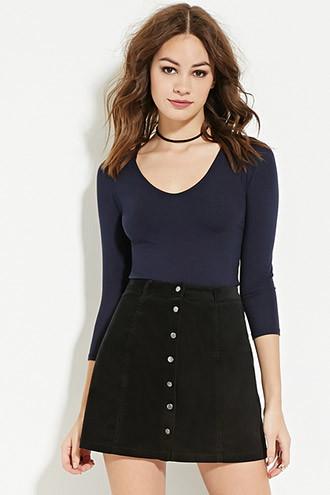 Forever21 Women's  Heathered V-neck Top