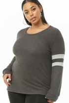 Forever21 Plus Size Striped-sleeve Top
