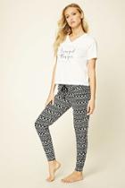 Forever21 Women's  Cream & Black I Was Good This Year Pj Set
