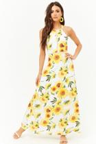 Forever21 Open-back Sunflower Print Maxi Dress