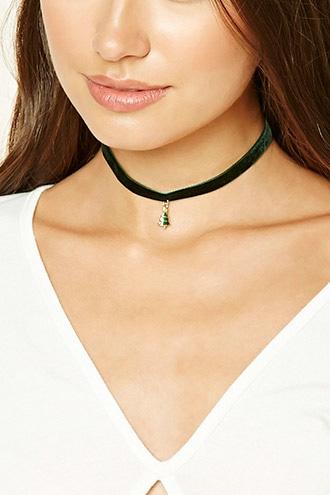Forever21 Velvet Holiday Charm Choker