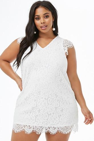 Forever21 Plus Size Floral Eyelash Lace Mini Dress