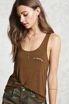 Forever21 No Feelings Embroidered Tank Top
