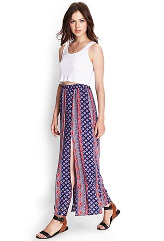 Forever21 Folk Print Maxi Skirt