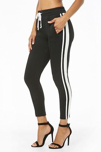 Forever21 Striped-trim Pintuck Drawstring Pants