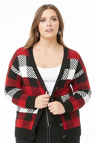 Forever21 Plus Size Plaid Button-front Cardigan