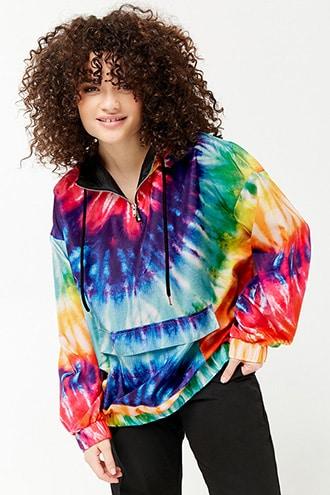 Forever21 Plus Size Rainbow Tie-dye Anorak