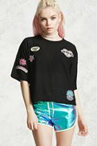 Forever21 Boxy Embroidered Sheer Tee