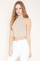 Forever21 Women's  Nude Turtleneck Crop Top