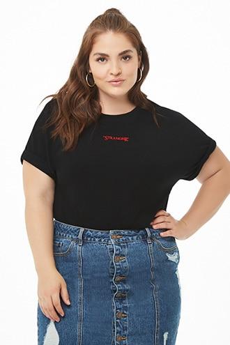 Forever21 Plus Size Stranger Embroidered Tee