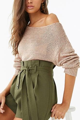 Forever21 Sheer Metallic Ribbed Knit Sweater