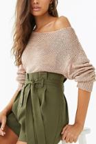 Forever21 Sheer Metallic Ribbed Knit Sweater