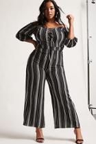 Forever21 Plus Size Striped Off-the-shoulder Jumpsuit