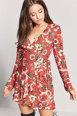 Forever21 Floral Flounce Wrap Dress