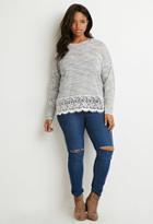 Forever21 Plus Heathered Crochet-panel Sweater