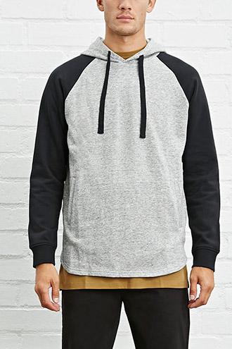 21 Men Men's  Raglan Heathered Knit Hoodie